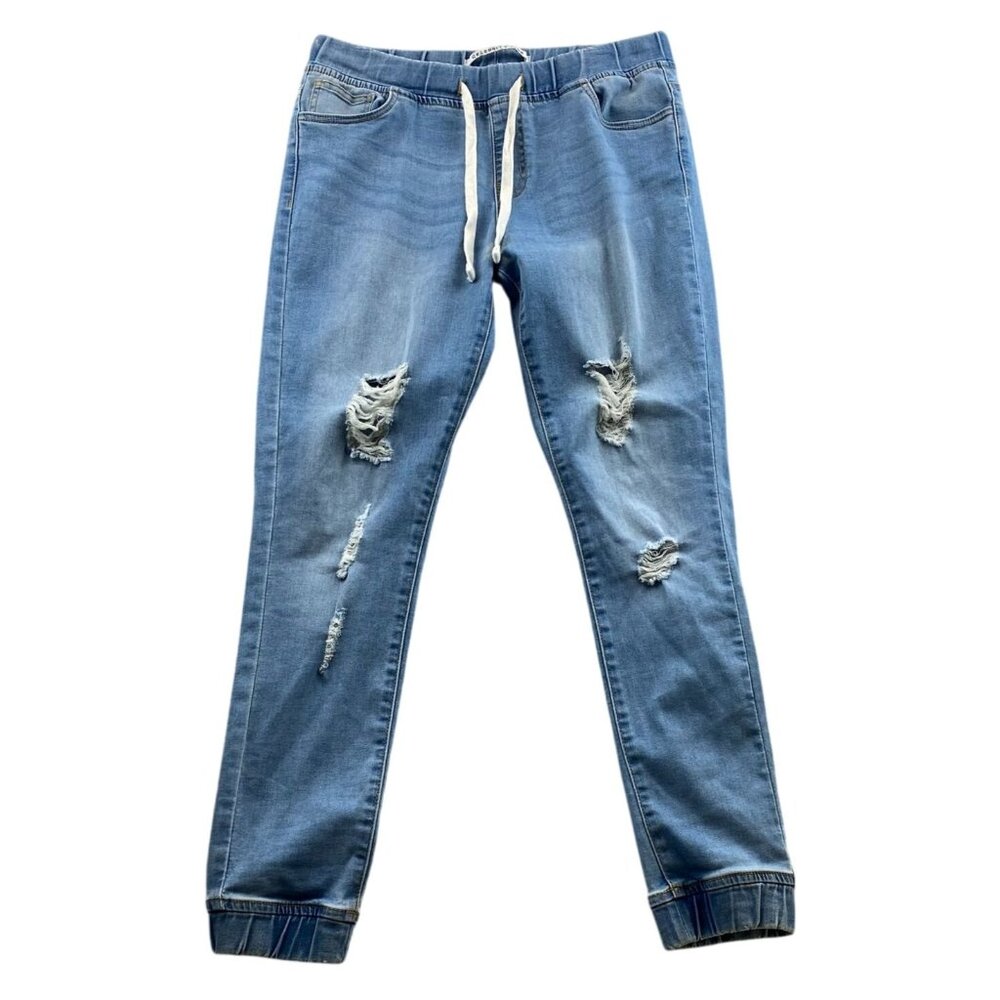 Celebrity Pink Womens Jeans Medium Tapered Distressed Jogger Pull On Casual